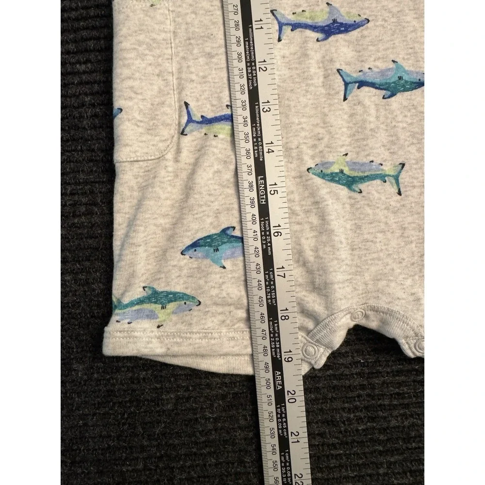 Carter's Baby Boy 18M Romper NWT Grey Shark Fish Sleeveless One Piece